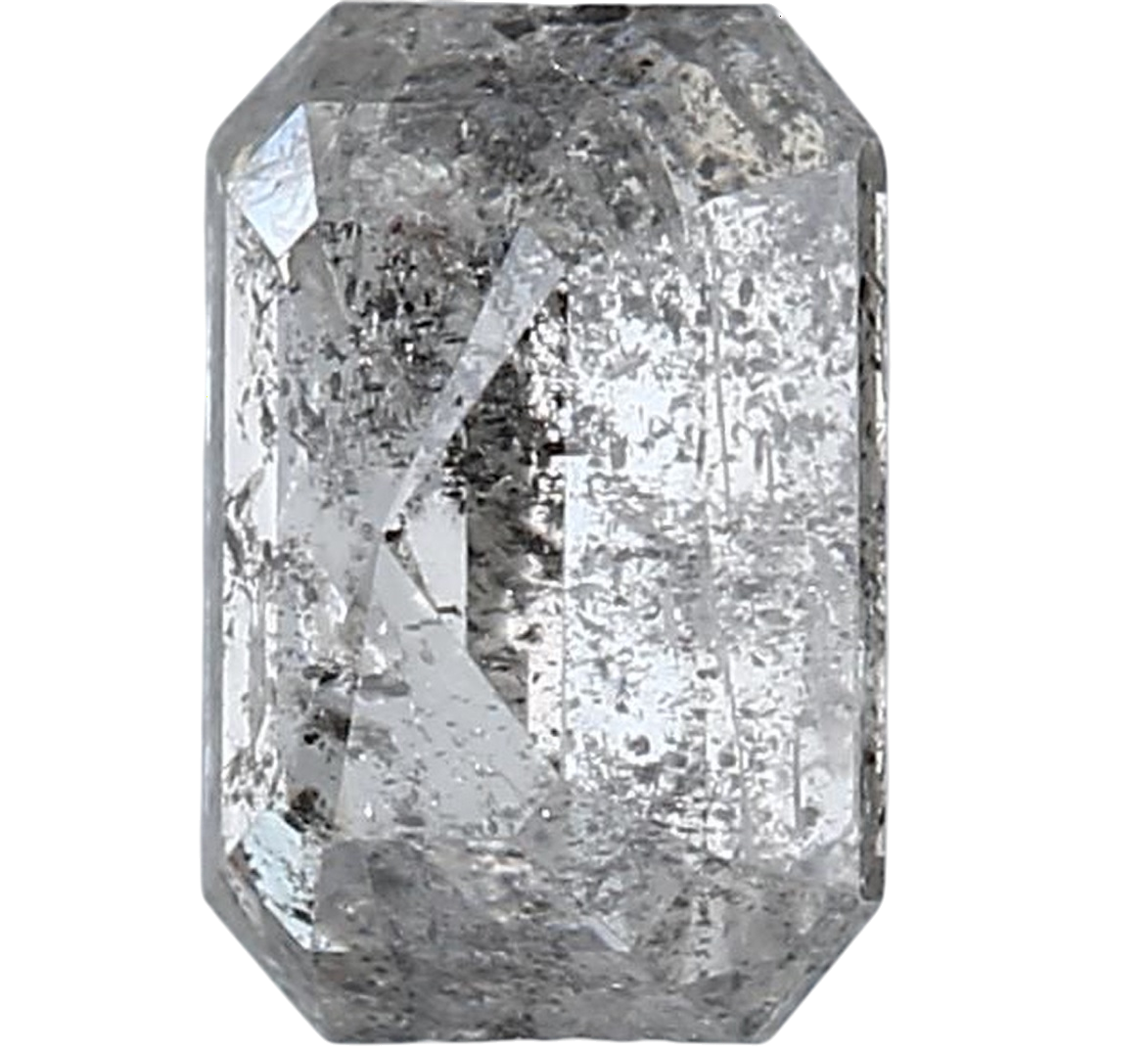 1.21 Carat Salt and Pepper Diamond, Natural Gray Color Emerald Loose Diamond for Engagement Ring