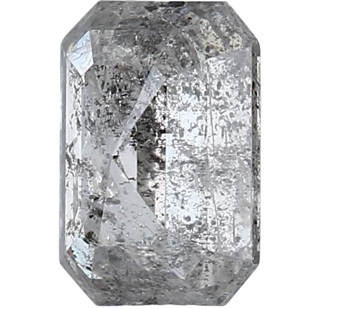 1.21 Carat Salt and Pepper Diamond, Natural Gray Color Emerald Loose Diamond for Engagement Ring
