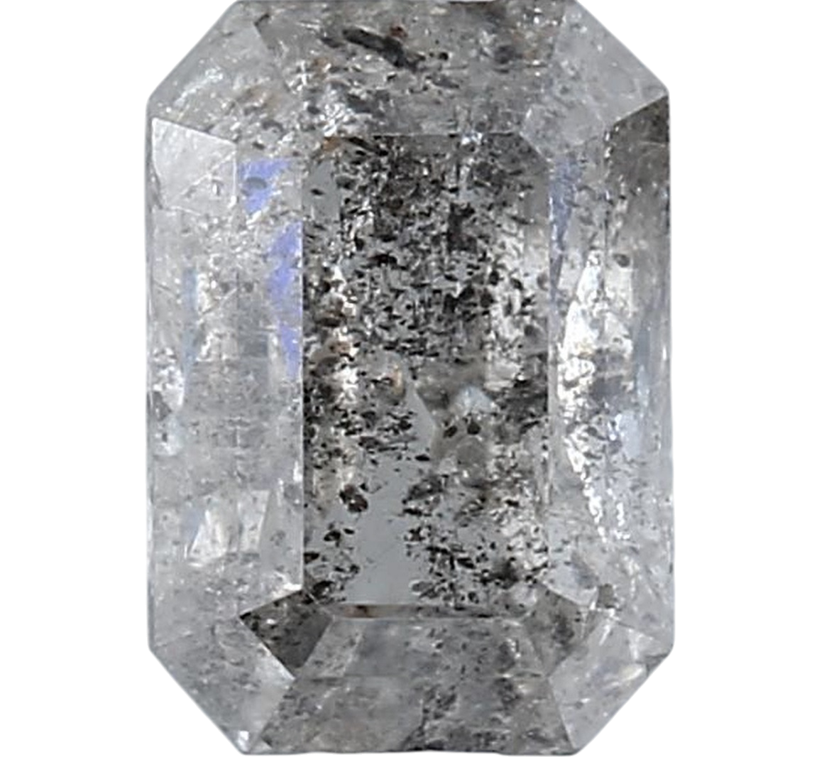 1.21 Carat Salt and Pepper Diamond, Natural Gray Color Emerald Loose Diamond for Engagement Ring