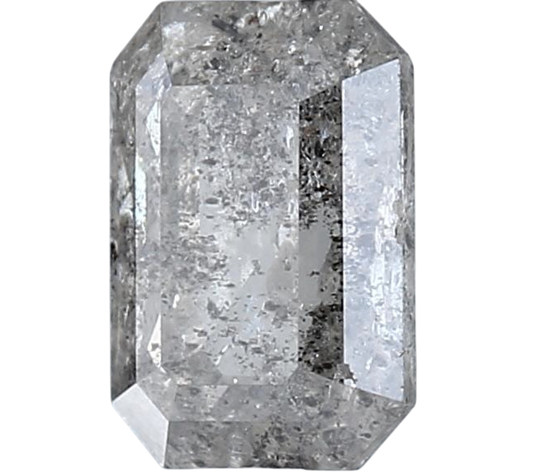 1.21 Carat Salt and Pepper Diamond, Natural Gray Color Emerald Loose Diamond for Engagement Ring