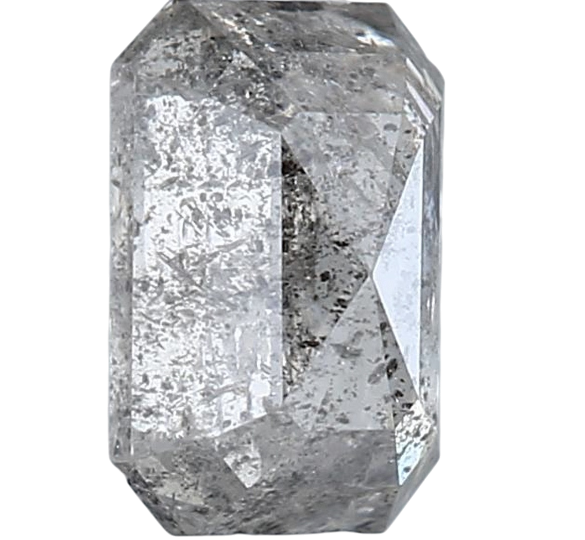 1.21 Carat Salt and Pepper Diamond, Natural Gray Color Emerald Loose Diamond for Engagement Ring