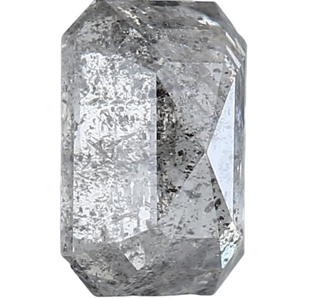 1.21 Carat Salt and Pepper Diamond, Natural Gray Color Emerald Loose Diamond for Engagement Ring