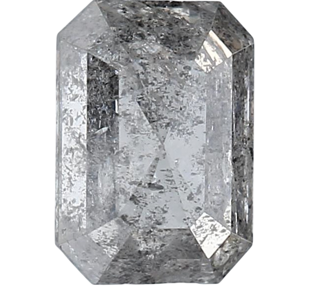 1.21 Carat Salt and Pepper Diamond, Natural Gray Color Emerald Loose Diamond for Engagement Ring