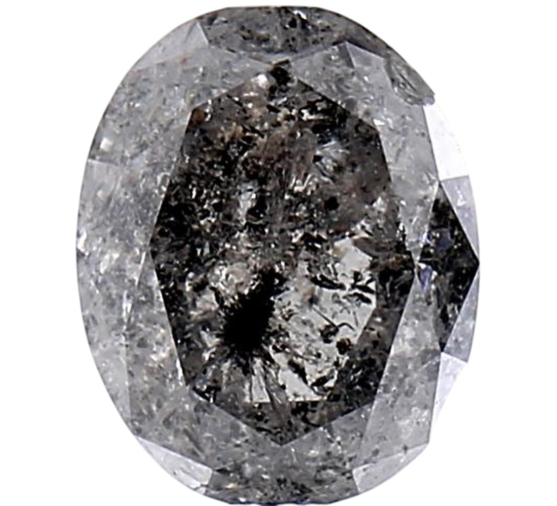 1.83 Carat Salt and Pepper Diamond, Natural Gray Color Oval Loose Diamond for Engagement Ring