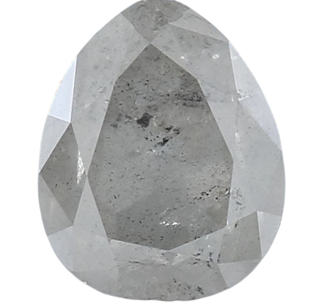 1.47 Carat Salt and Pepper Diamond, Natural Gray Pear Loose Diamond for Engagement Ring