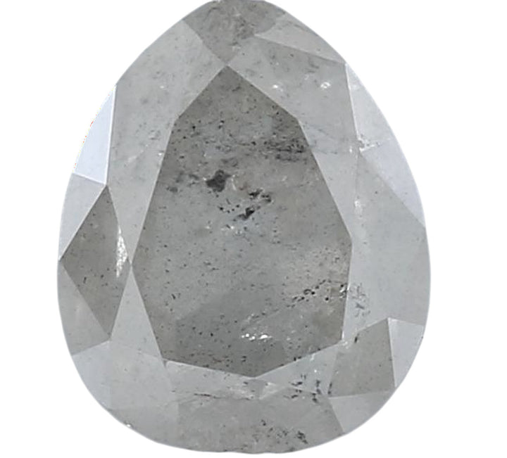 1.47 Carat Salt and Pepper Diamond, Natural Gray Pear Loose Diamond for Engagement Ring
