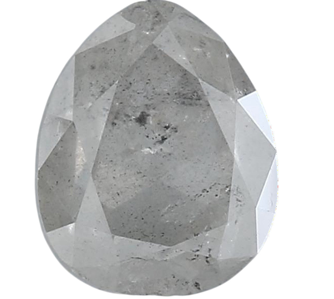 1.47 Carat Salt and Pepper Diamond, Natural Gray Pear Loose Diamond for Engagement Ring