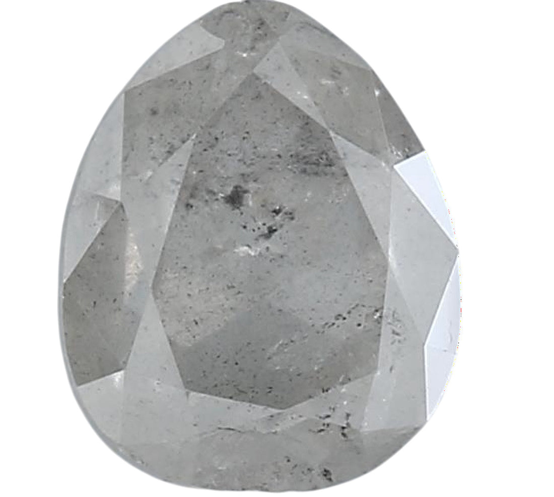 1.47 Carat Salt and Pepper Diamond, Natural Gray Pear Loose Diamond for Engagement Ring