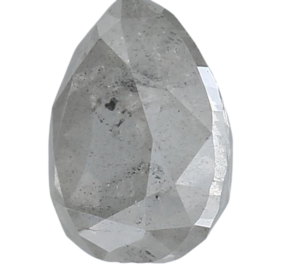 1.47 Carat Salt and Pepper Diamond, Natural Gray Pear Loose Diamond for Engagement Ring
