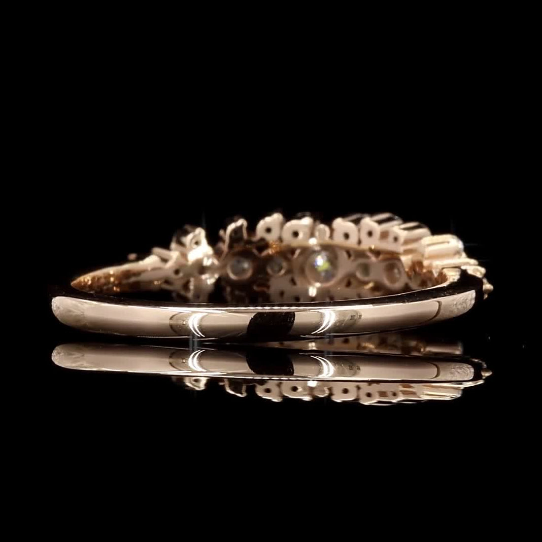 White Diamond Ring, 0.50 Ct 14k Gold Natural Round Diamond Dainty Ring, Unique Handmade Vintage Gold Jewelry, Cluster Ring, Gift for Her