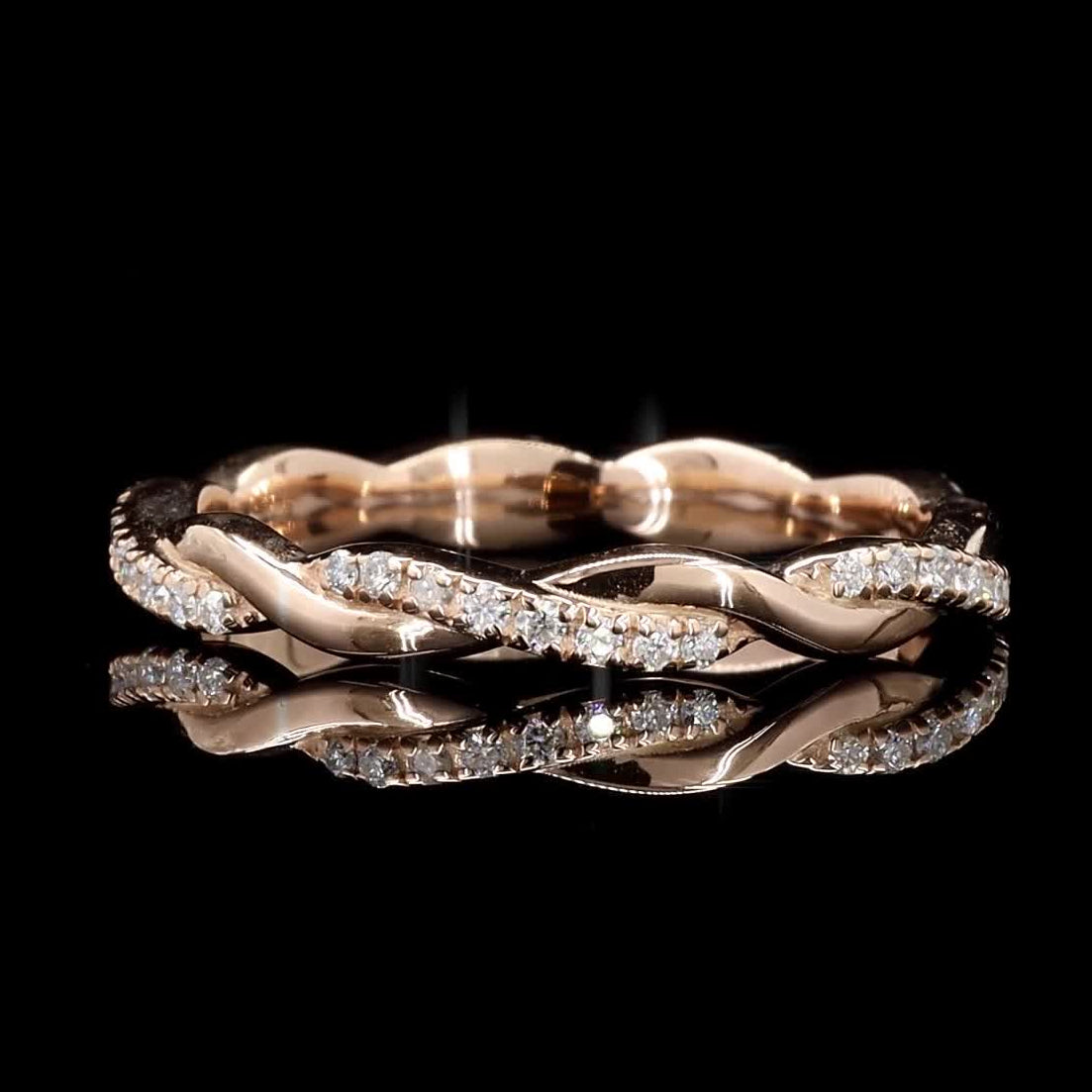White Diamond Infinity Band, 14k Gold Natural Round Diamond Dainty Ring wt Certi, Handmade Vintage Gold Jewelry, Cluster Ring, Gift for Her