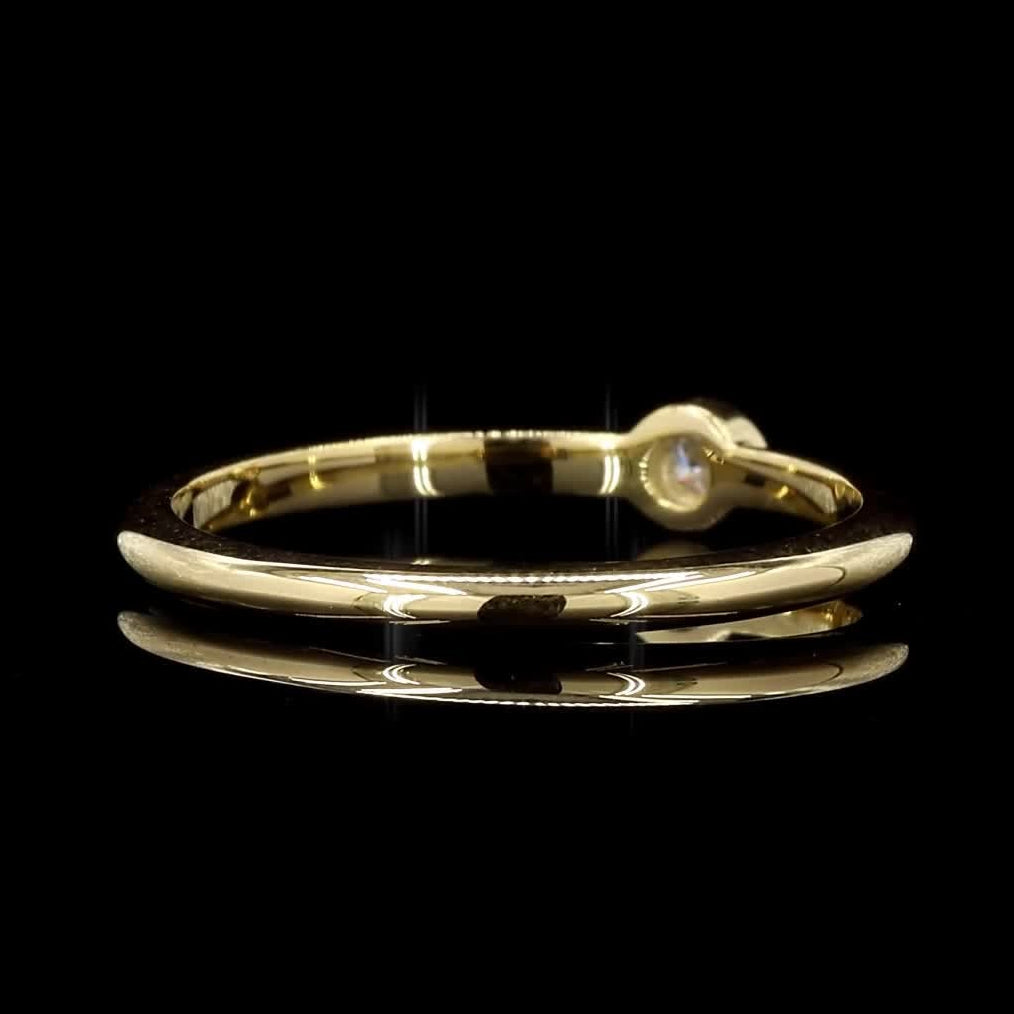 White Diamond Band, Natural Round Diamond 14k Gold Bezel Engagement Ring, Gift for Her