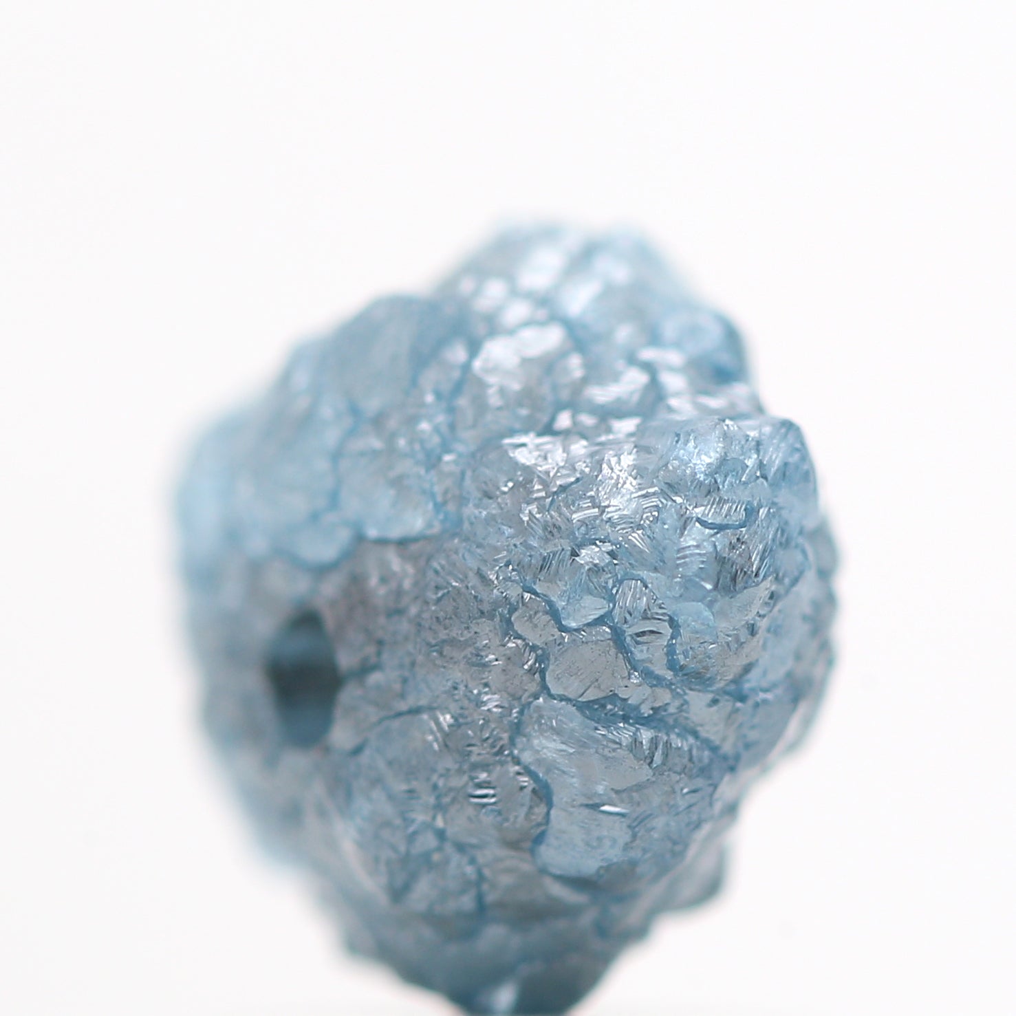 1.39 Carat Fancy Blue Color Rough Diamond Beads with 1 MM Drilled Hole, Natural Loose Diamonds