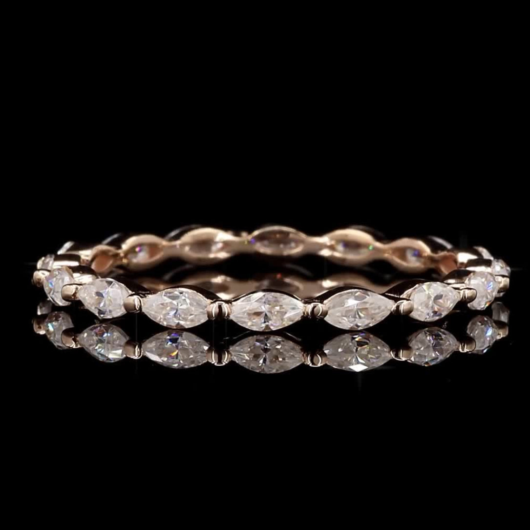 White Diamond Infinity Band, 14k Gold Natural Marquise Diamond Raw Ring, Unique Handmade Vintage Gold Jewelry, Cluster Ring, Gift for Women
