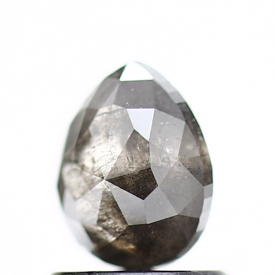 Salt and Pepper Diamond, 0.87 Ct Natural Gray Color Pear Cut Loose Diamond for Engagement Ring Jewelry