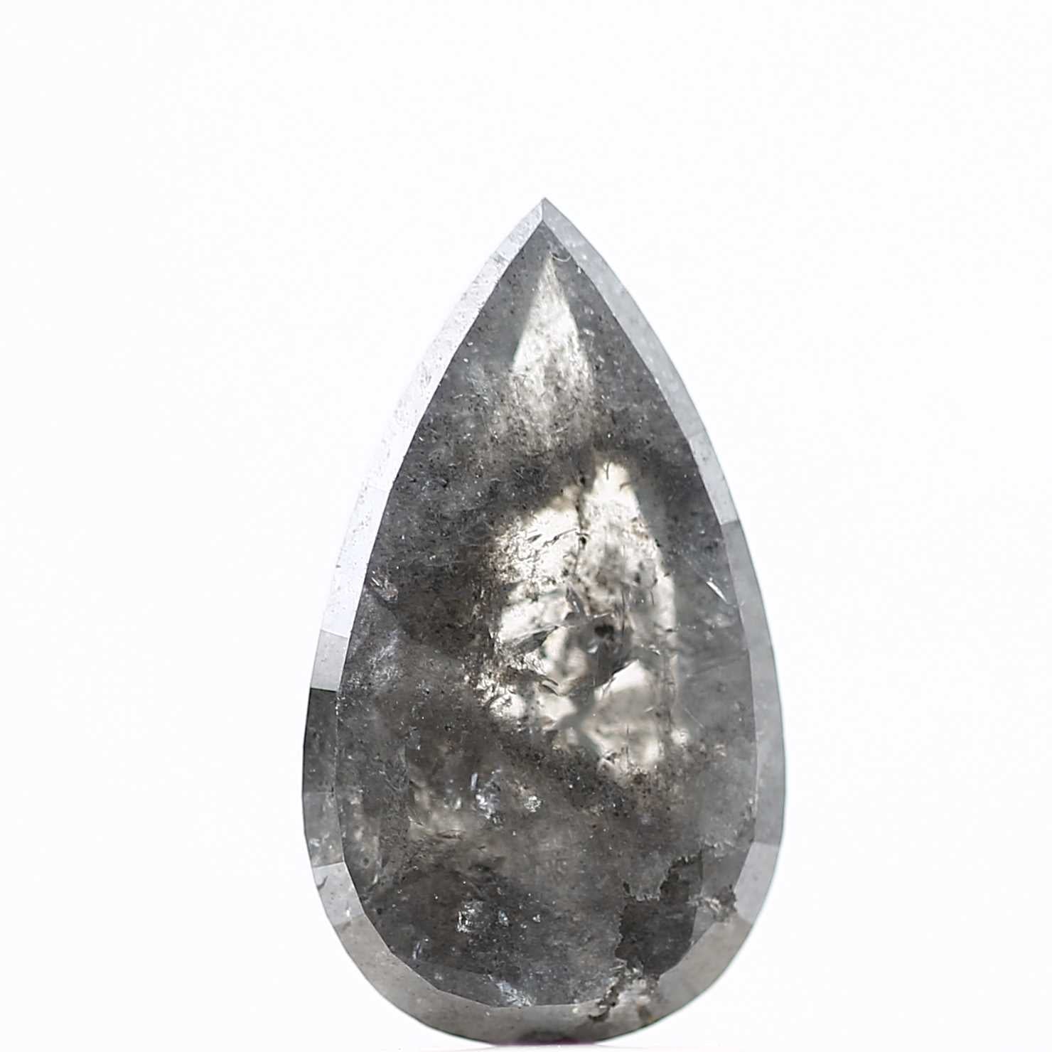 Salt and Pepper Diamond, 1.75 Ct Natural Gray Color Pear Cut Loose Diamond for Engagement Ring Jewelry