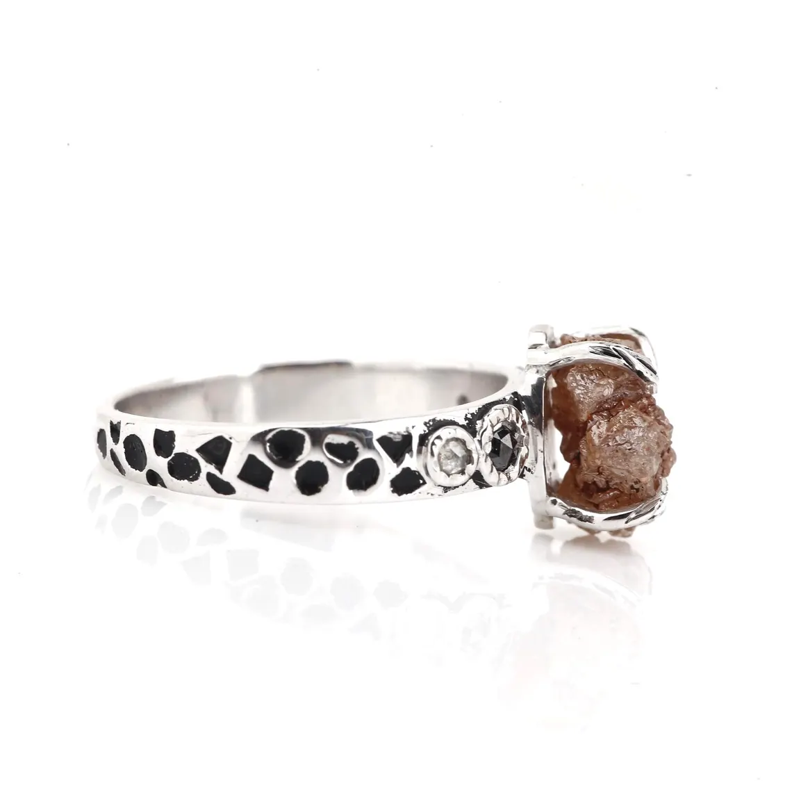 Raw Diamond Ring 14K Gold Engagement Ring, Natural Brown Rough Diamond Ring, Gift for Her