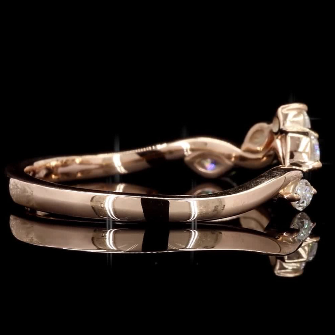 14k Gold White Diamond Cluster Band, Natural Round Diamond Band, Handmade Rose Gold Jewelry, Rare Marquise Engagement Ring, Gift for Her
