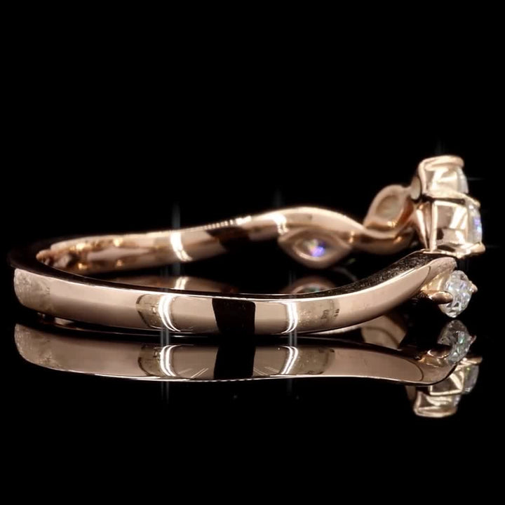 14k Gold White Diamond Cluster Band, Natural Round Diamond Band, Handmade Rose Gold Jewelry, Rare Marquise Engagement Ring, Gift for Her