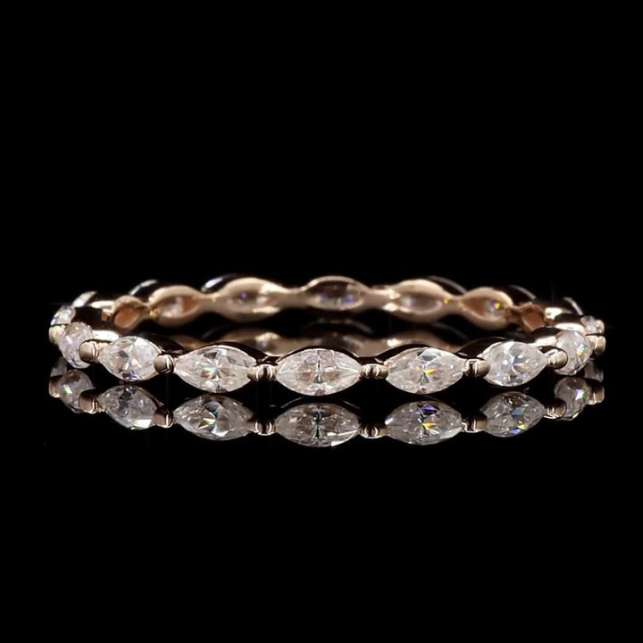 White Diamond Infinity Band, 14k Gold Natural Marquise Diamond Raw Ring, Unique Handmade Vintage Gold Jewelry, Cluster Ring, Gift for Women