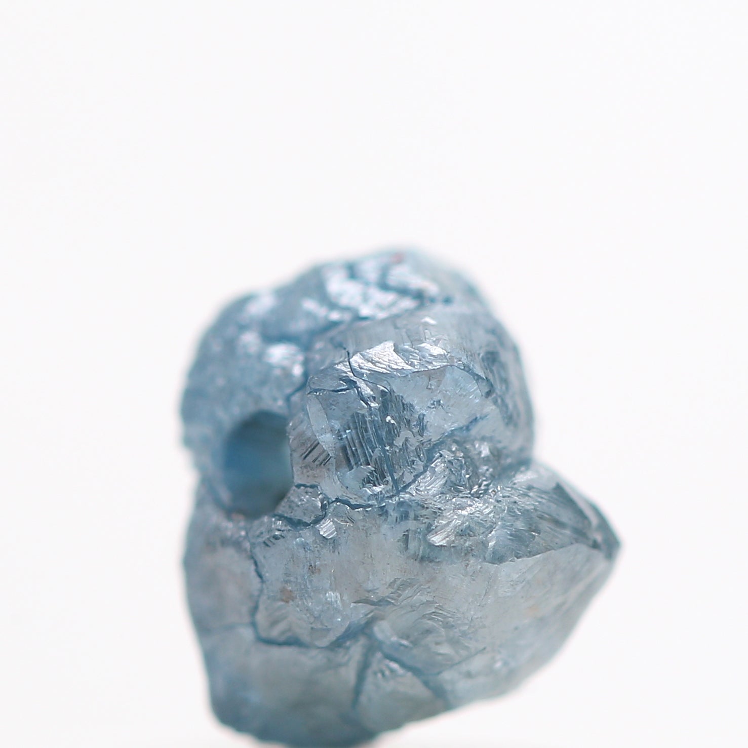 0.85 Carat Fancy Blue Color Rough Diamond Beads Wt 1 MM Drilled Hole