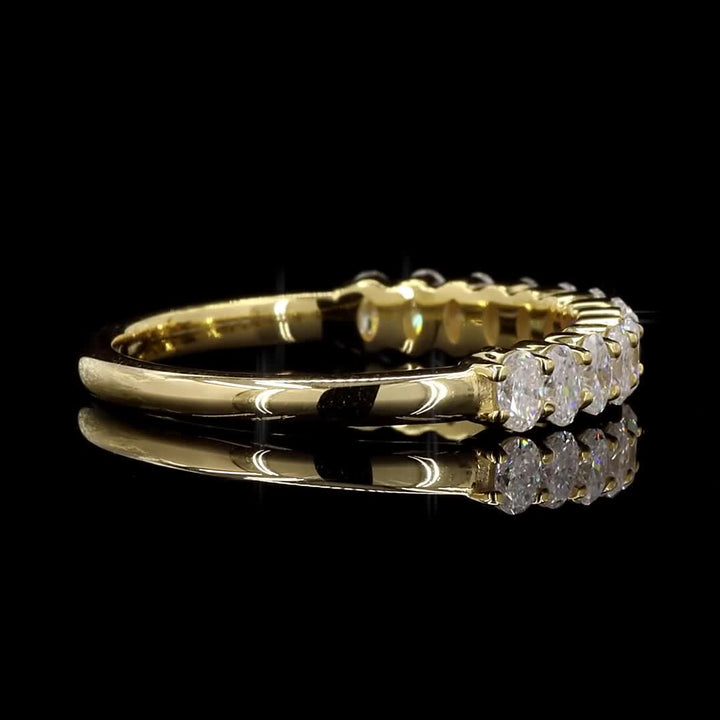 White Diamond Band, Natural Oval Diamond 14k Gold Engagement Ring, Gift for Her