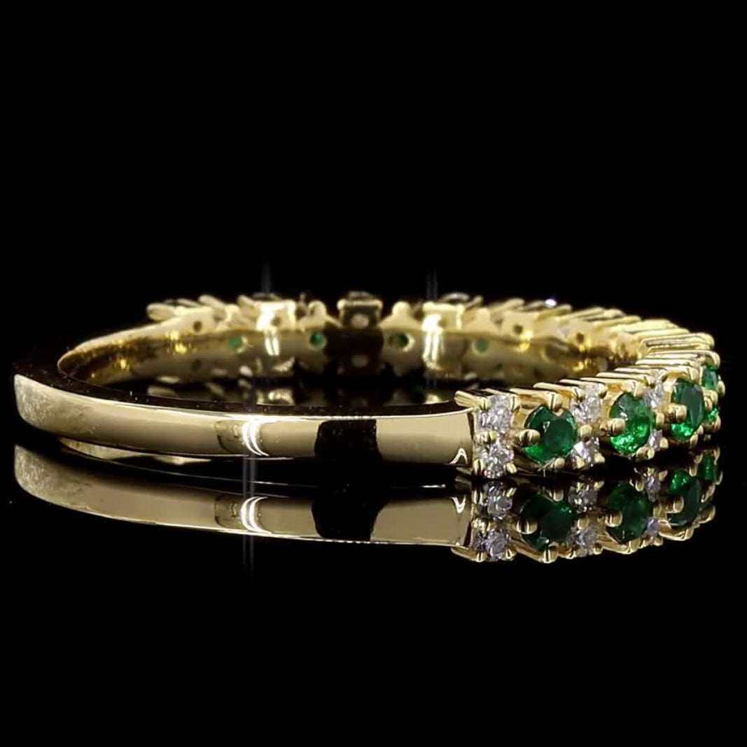 14k Gold Natural Green White Round Diamond Ring, Raw Diamond Dainty Ring, Vintage Gold Jewelry Eternity Cluster Ring, Gift for Her