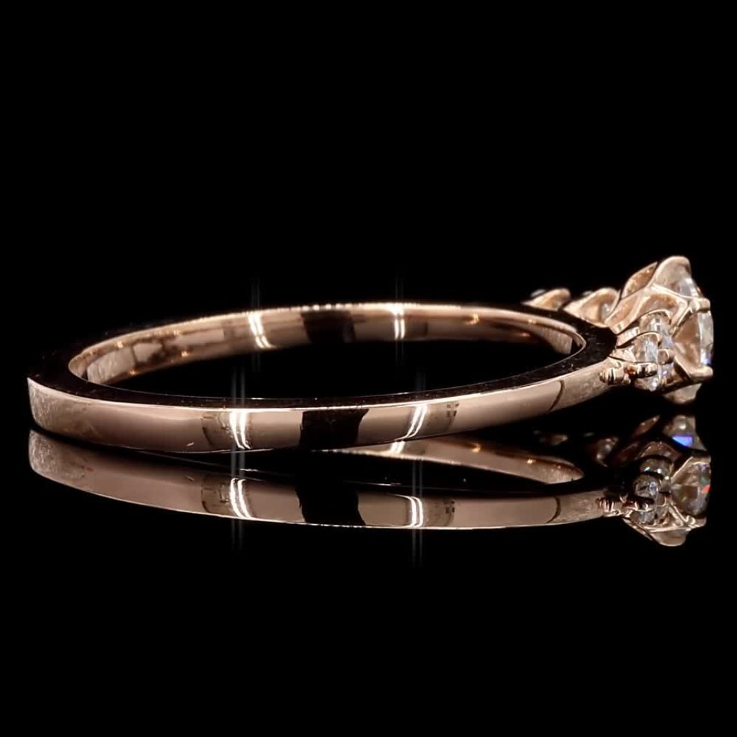 White Diamond Ring, 14k Gold Natural Round Diamond Ring, Handmade Vintage Gold Jewelry, Unique Ring, Gift for Her, Certified Diamond Ring