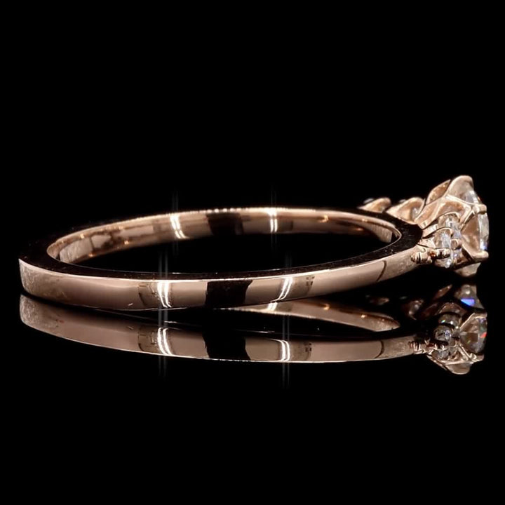 White Diamond Ring, 14k Gold Natural Round Diamond Ring, Handmade Vintage Gold Jewelry, Unique Ring, Gift for Her, Certified Diamond Ring