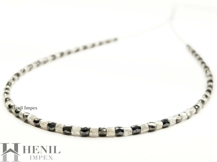 15.08 Ct Natural Gray Black Color Pipe Tube Loose Diamond Beads 16" Strand Necklace wt Silver Clasp