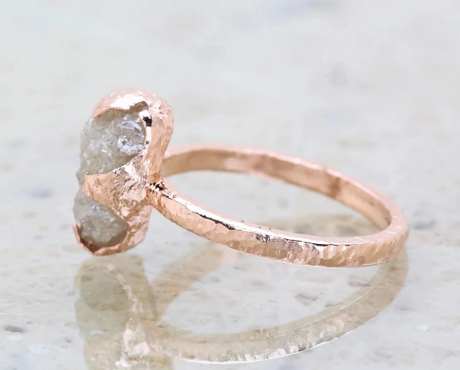 4.48 Ct Snow White Rough Diamond Ring 14K Gold Engagement Ring, Natural Gray Raw Diamond Ring, Christmas Gift for Her