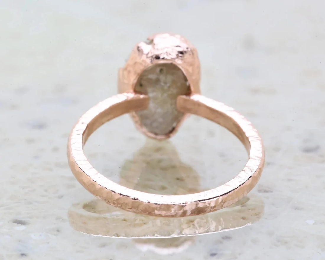 4.48 Ct Snow White Rough Diamond Ring 14K Gold Engagement Ring, Natural Gray Raw Diamond Ring, Christmas Gift for Her