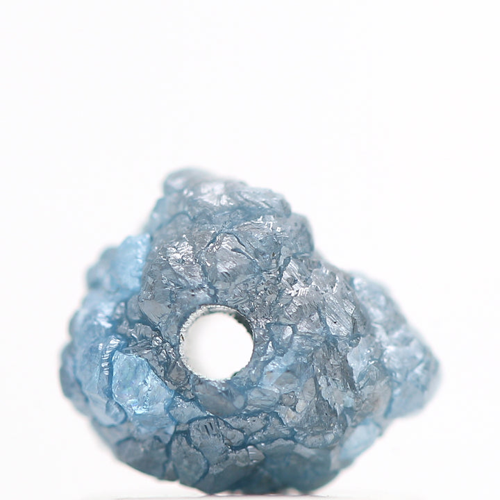 0.85 Carat Fancy Blue Color Rough Diamond Beads with 1 MM Drilled Hole