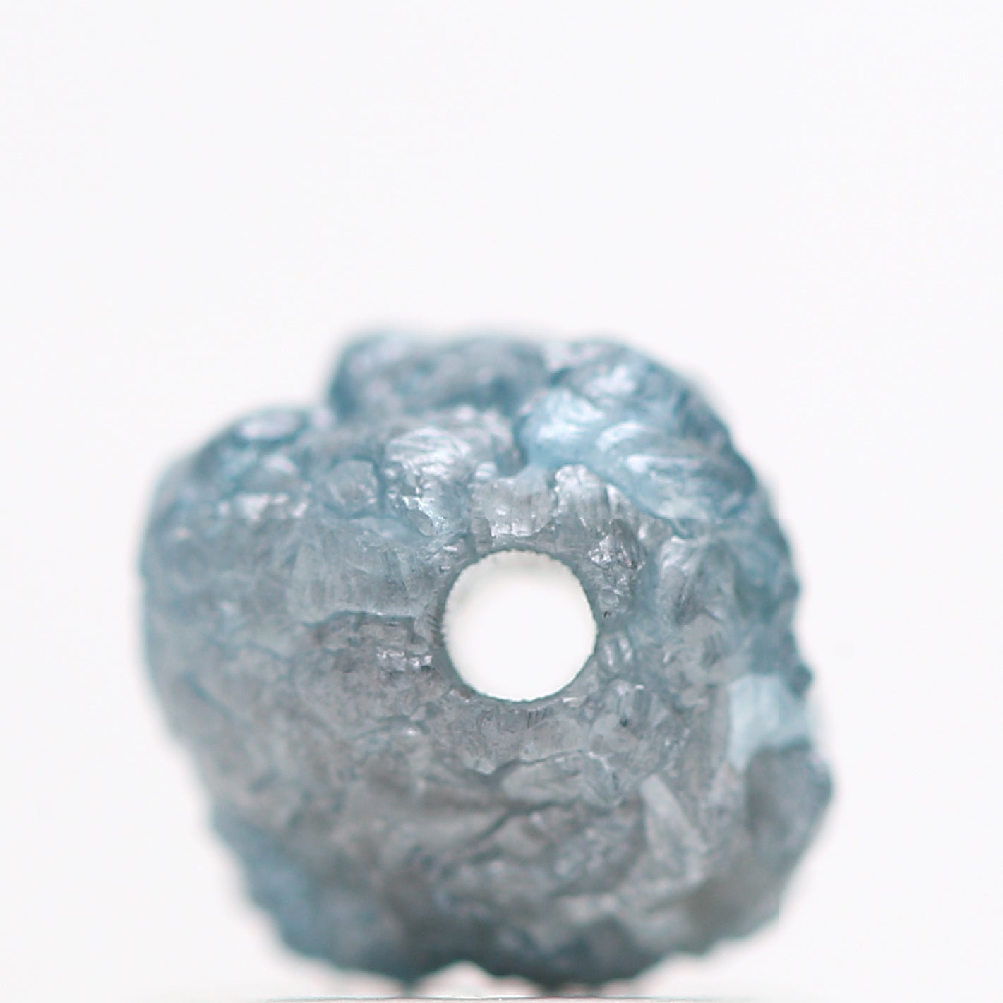 1.02 Carat Fancy Blue Color Rough Loose Diamond Beads with 1 MM Drilled Hole for Necklace