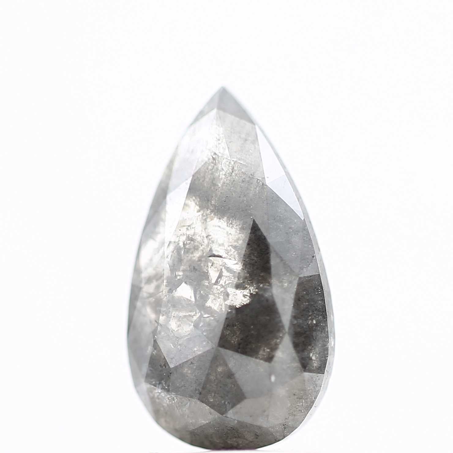 Salt and Pepper Diamond, 1.75 Ct Natural Gray Color Pear Cut Loose Diamond for Engagement Ring Jewelry
