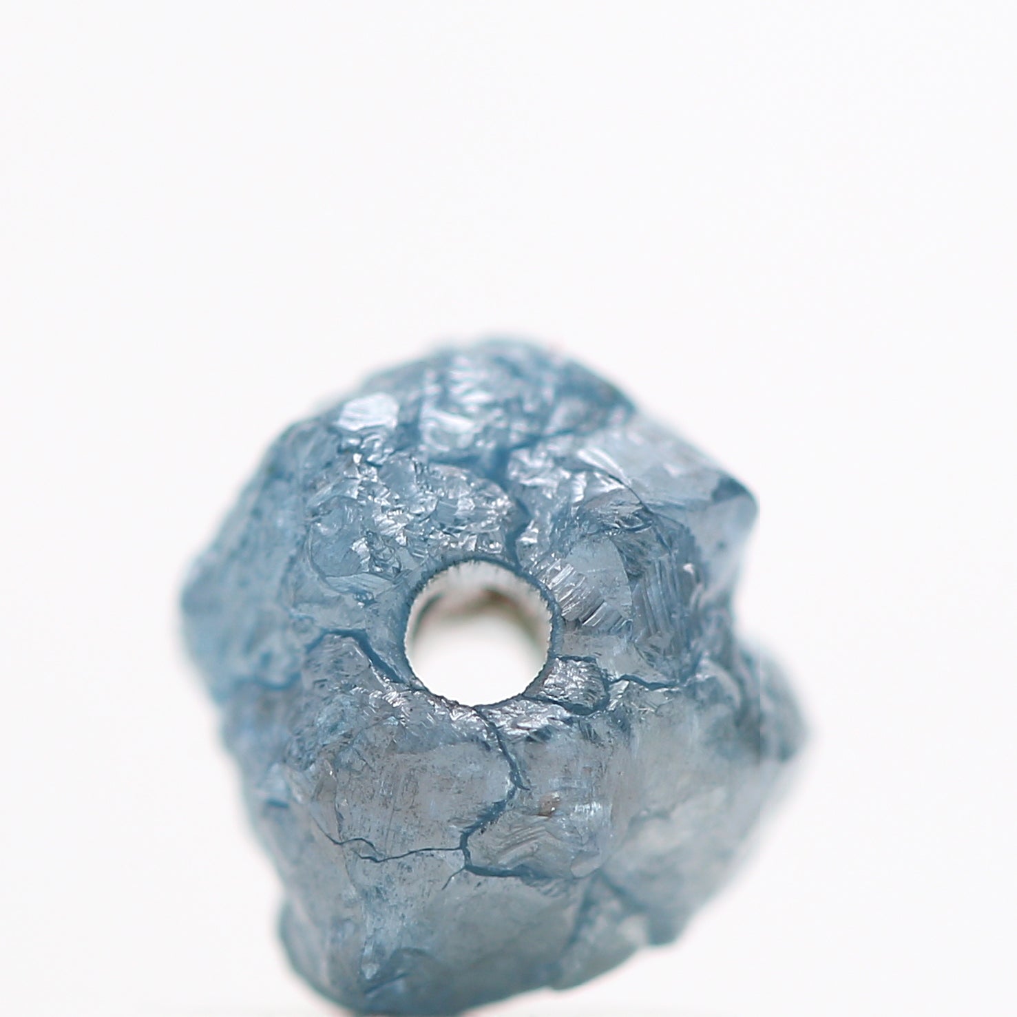 0.85 Carat Fancy Blue Color Rough Diamond Beads Wt 1 MM Drilled Hole