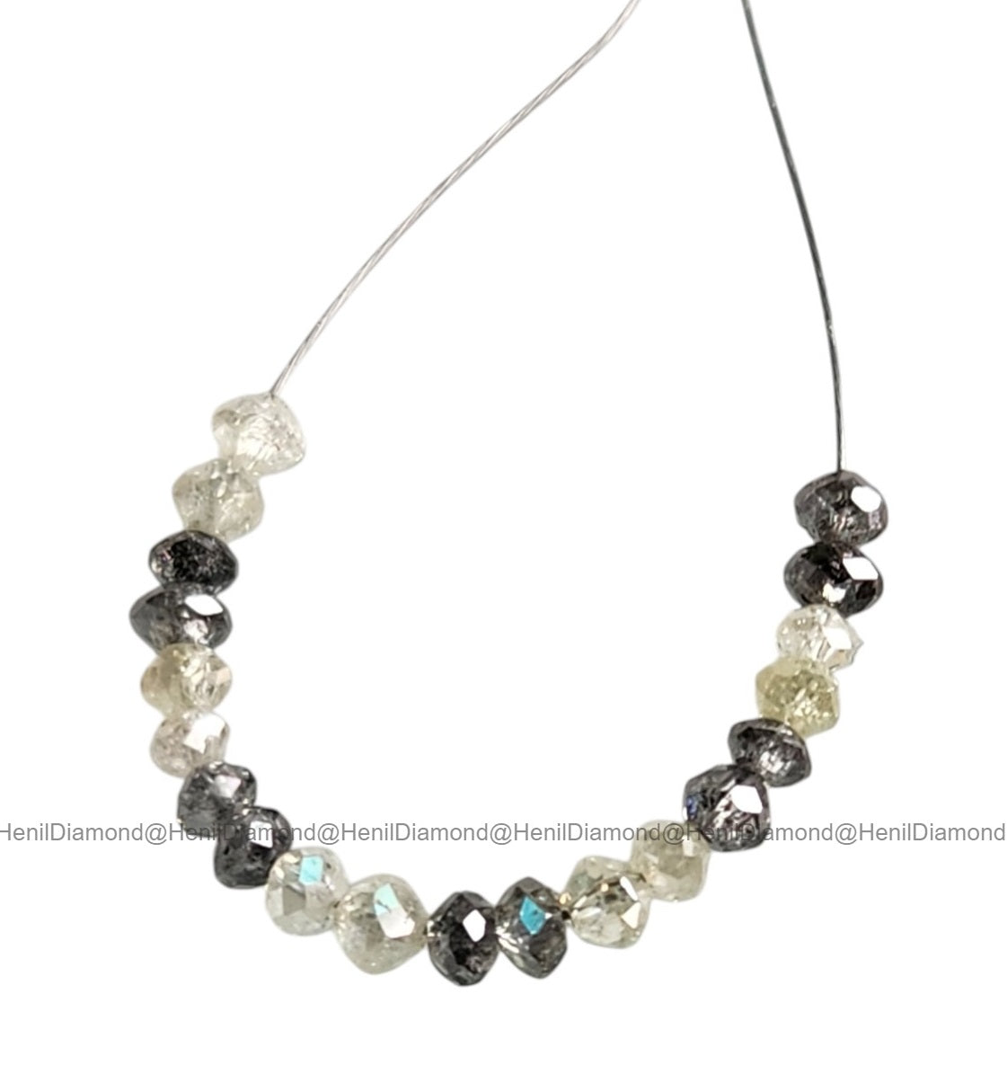 1.02 Ct Lot 1.50 to 2.00 MM Natural White Gray Polished Round Loose Diamonds Beads wt Drilled Hole for Necklace