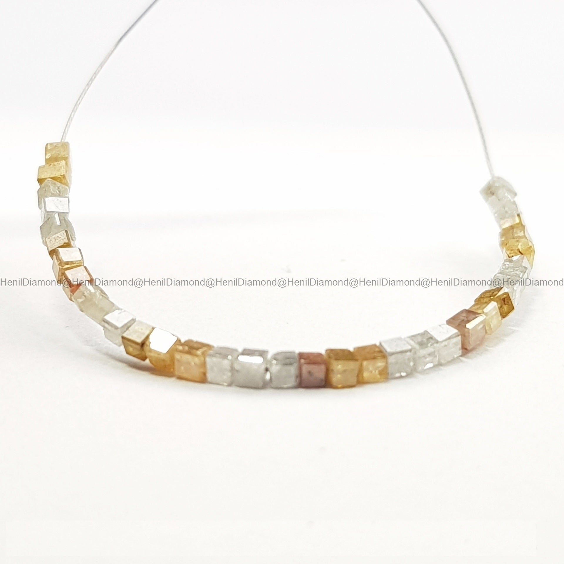 2.02 TCW Natural Yellow Gray Faceted Cube Diamond Beads with Drilled Hole | 1.50–2.00 MM Sparkling Loose Diamonds for Jewelry Making