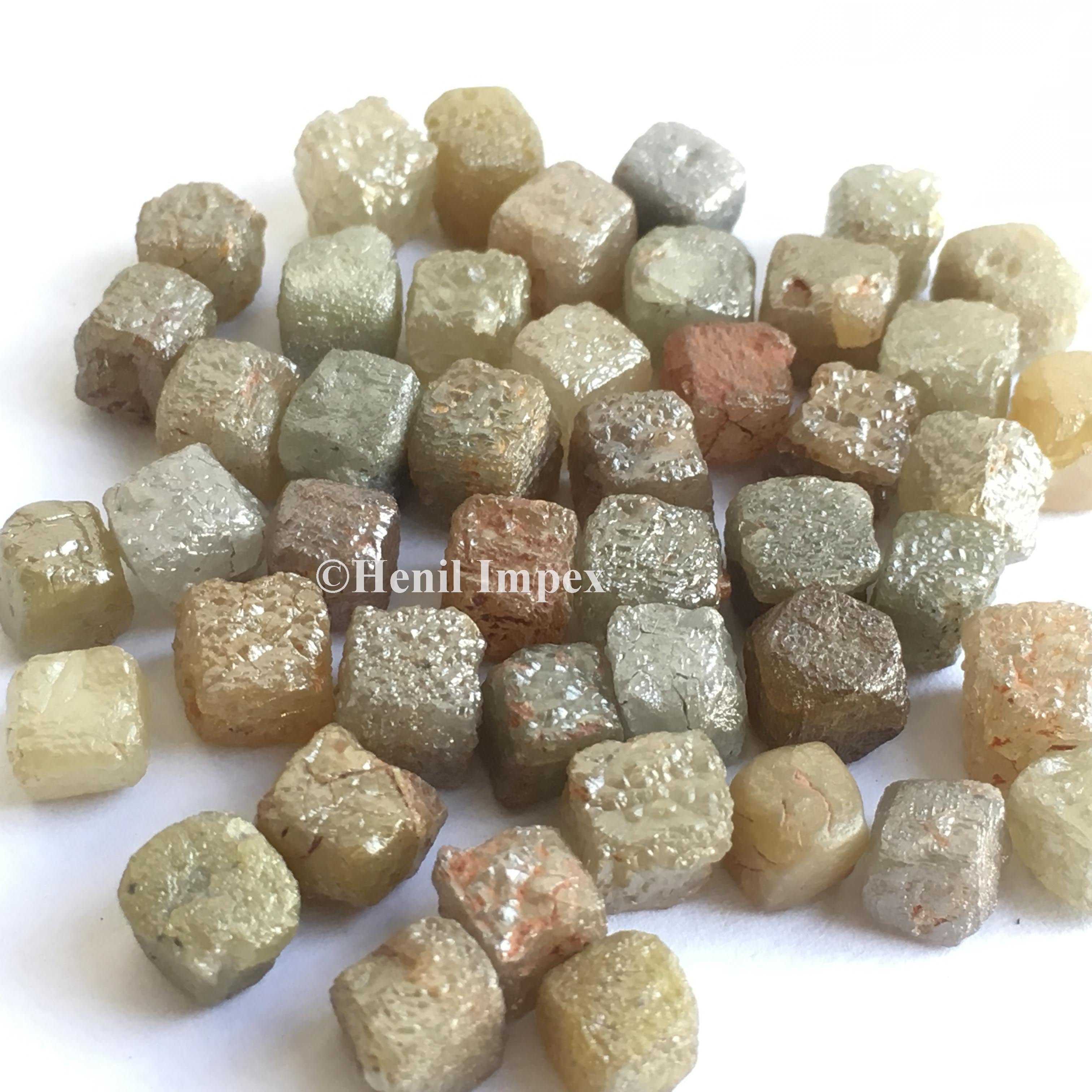 10.00+ Ct 5.00 to 7.00 MM Natural Mix Color Cube Shape Raw Rough Loose Diamond for Jewelry