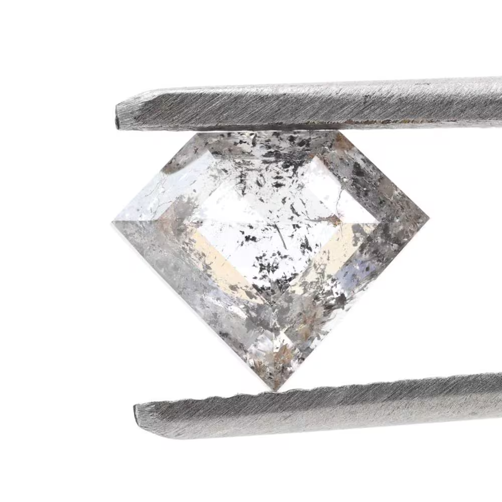 1.99 Ct Salt and Pepper Geomteric Diamond, Natural Gray Color Loose Diamonds for Wedding Ring