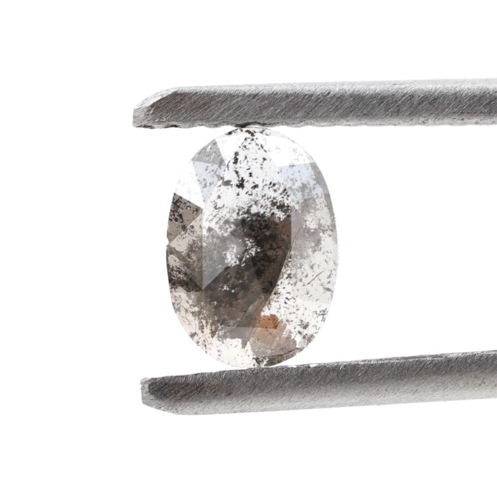 0.60 Ct Salt and Pepper Diamond, Natural Gray Oval Loose Diamonds for Minimalist Engagement Ring
