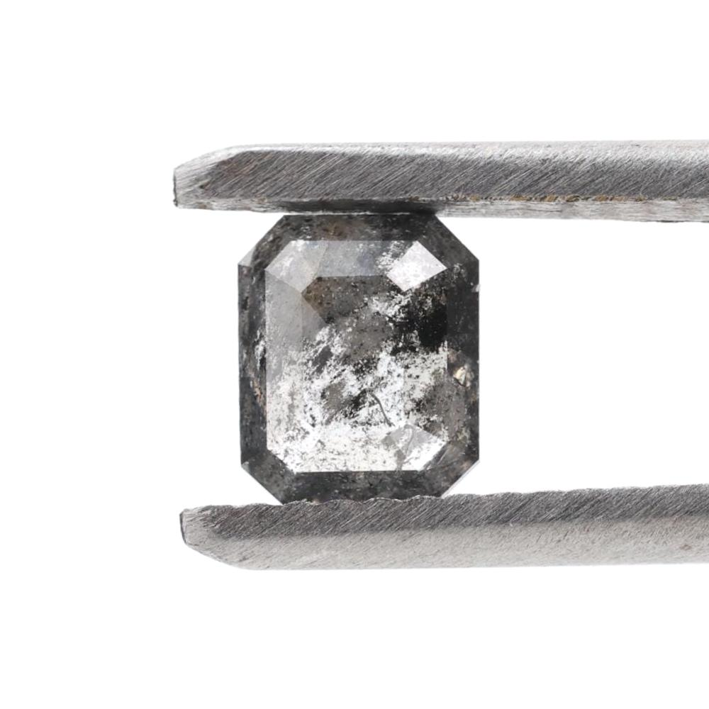 0.73 Ct Salt and Pepper Diamond, Natural Gray Color Emerald Loose Diamond for Engagement Ring