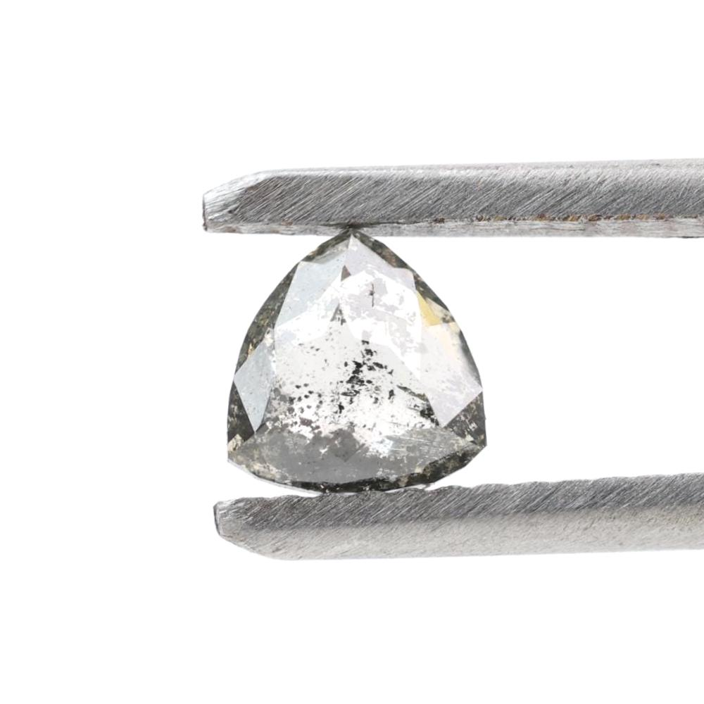 0.52 Ct Salt and Pepper Diamond, Natural Gray Trillion Loose Diamonds for Engagement Ring