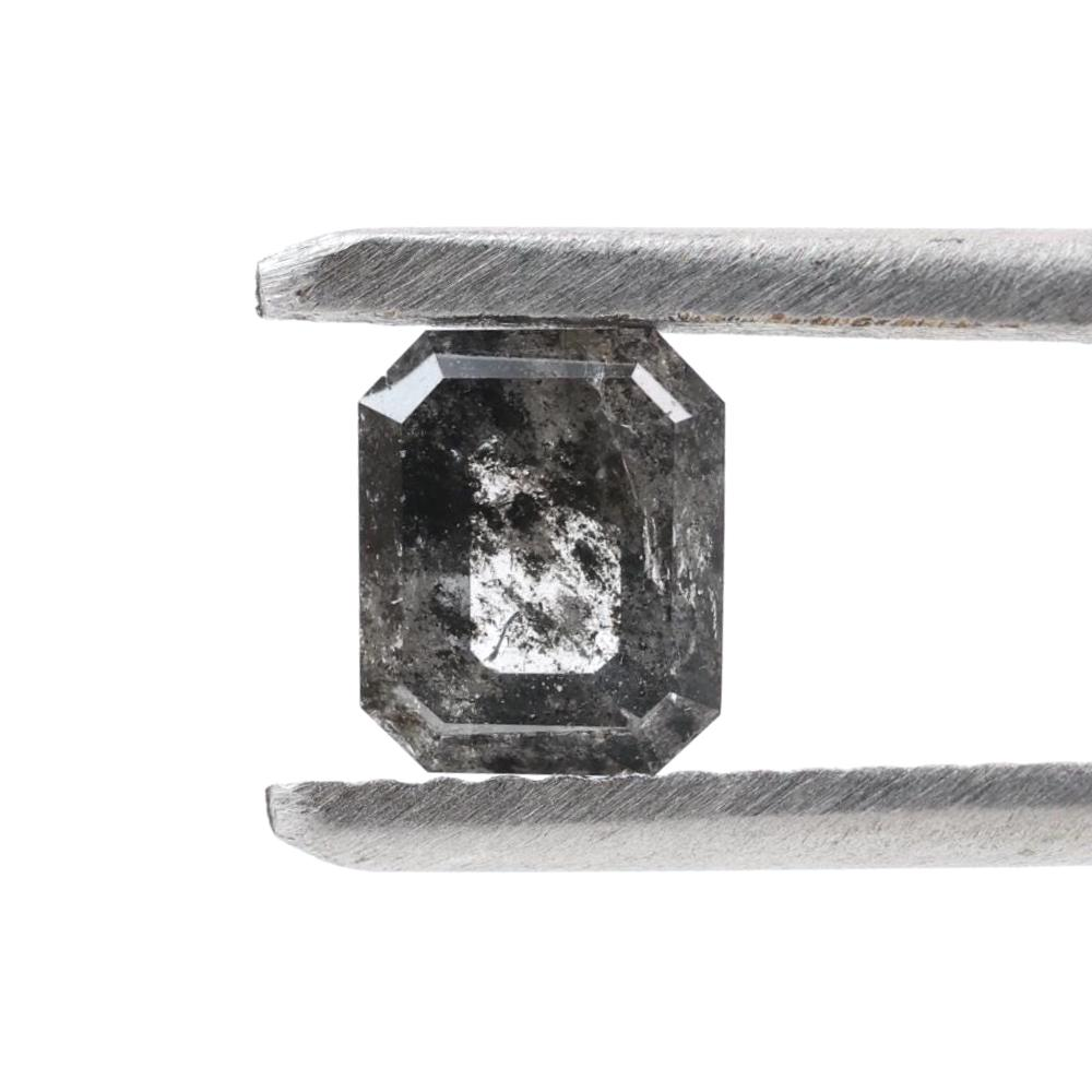 0.73 Ct Salt and Pepper Diamond, Natural Gray Color Emerald Loose Diamond for Engagement Ring