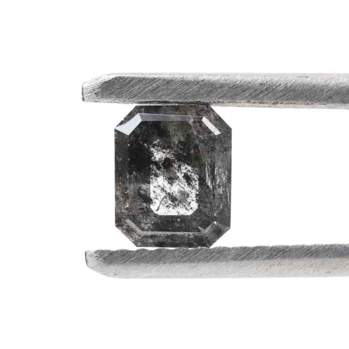 0.73 Ct Salt and Pepper Diamond, Natural Gray Color Emerald Loose Diamond for Engagement Ring