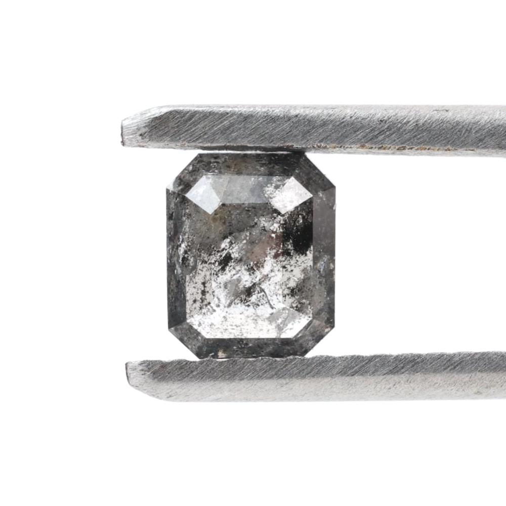 0.73 Ct Salt and Pepper Diamond, Natural Gray Color Emerald Loose Diamond for Engagement Ring