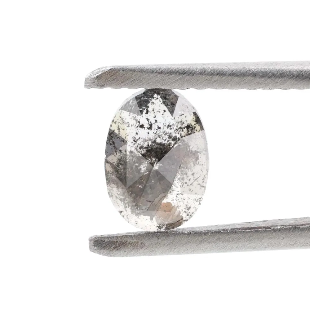 0.60 Ct Salt and Pepper Diamond, Natural Gray Oval Loose Diamonds for Minimalist Engagement Ring