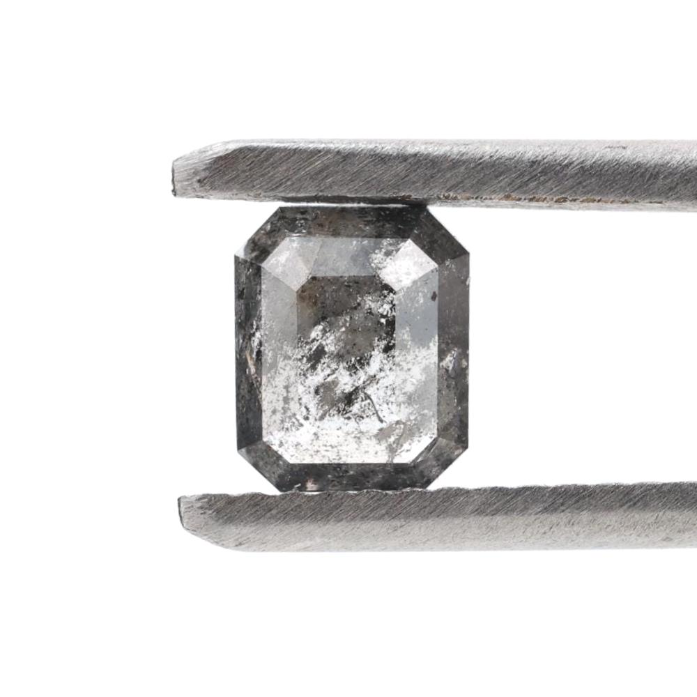 0.73 Ct Salt and Pepper Diamond, Natural Gray Color Emerald Loose Diamond for Engagement Ring