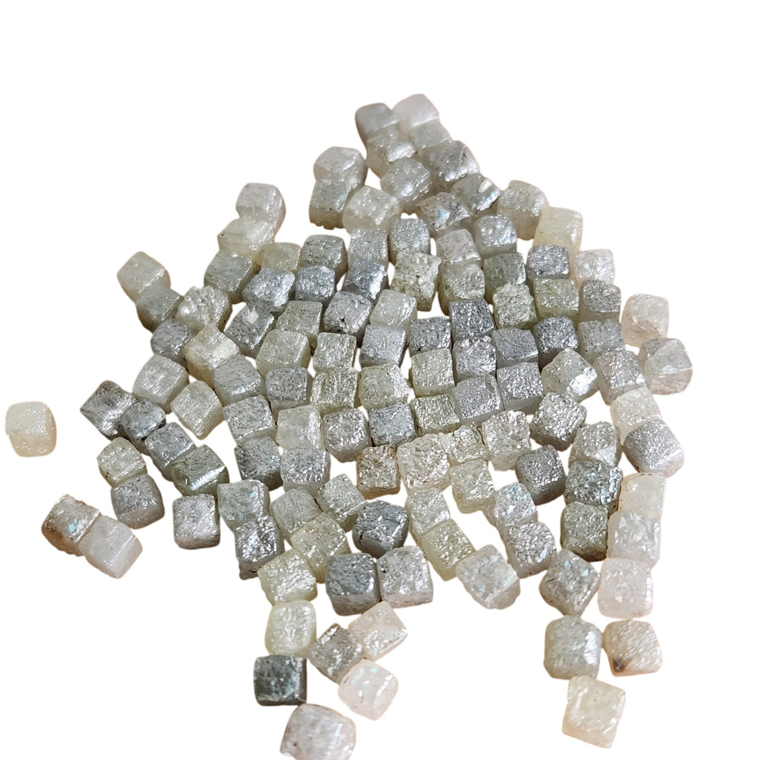 10.05 Ct Natural Cube Rough Diamonds | 3.00–4.00 mm Gray Color Uncut Loose Stones for Jewelry Making