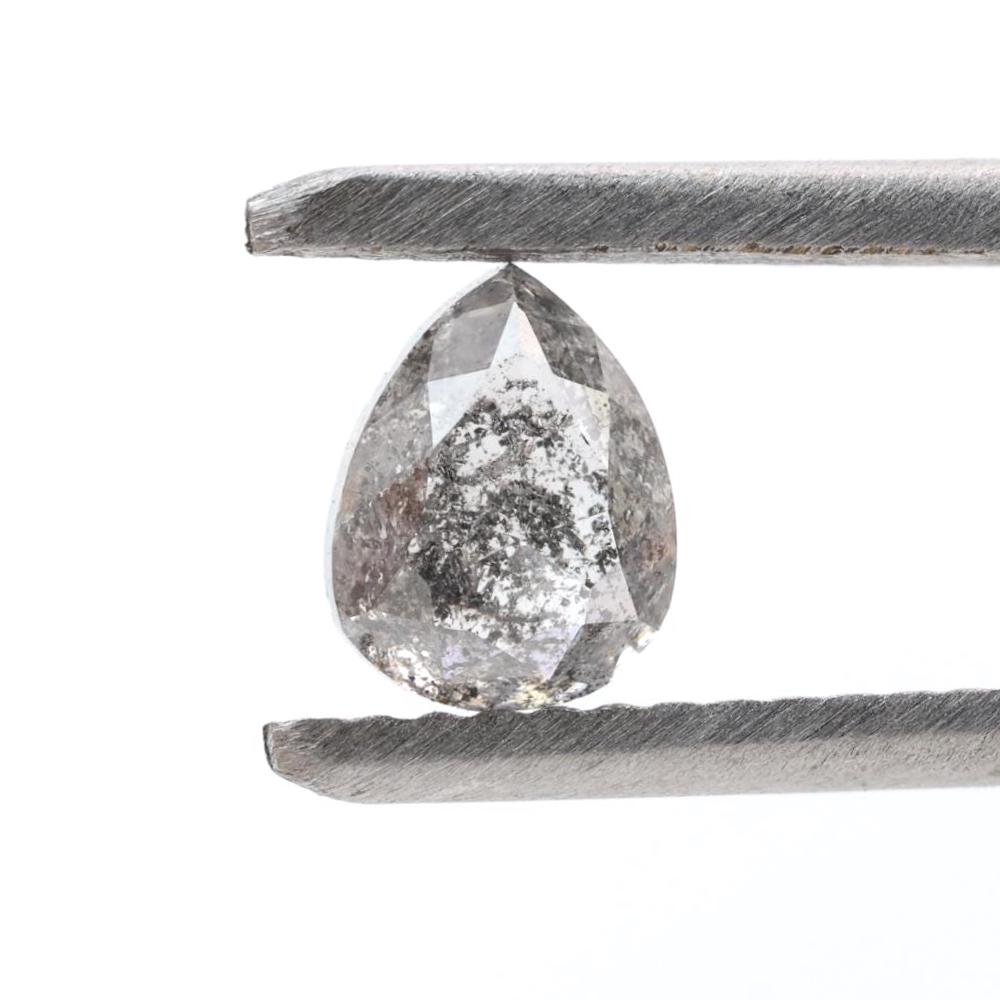 0.83 Ct Salt and Pepper Diamond, Natural Gray Color Pear Cut Loose Diamonds for Wedding Ring